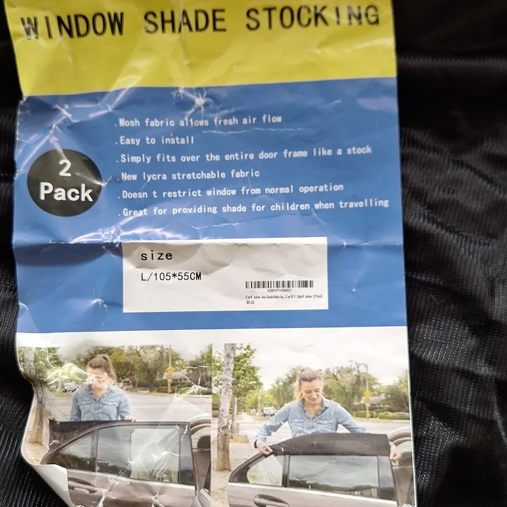 Window Shade Stocking - Black. We Rolled Down Window And Back Up After Applying.